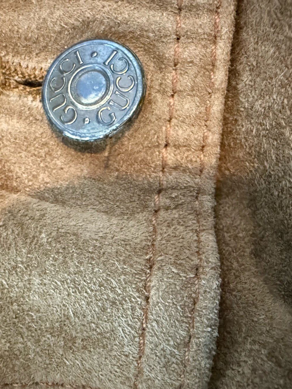 Gucci Suede Leather Field Jacket, Men’s Tan Brown Western, GUC, 0672 - Picture 14 of 16
